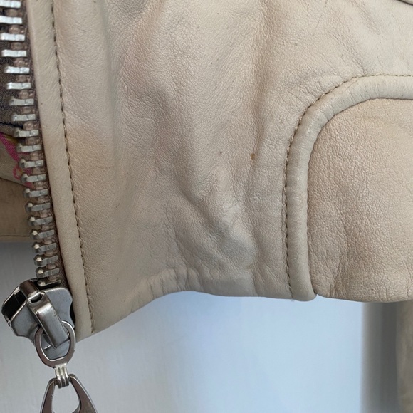 COPY - Cream leather hoodie jacket. - Picture 10 of 12